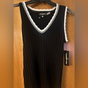 Karl Lagerfeld Black Top with Silver Trim